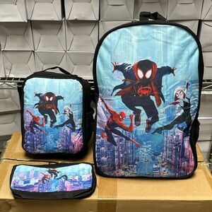 3Pcs Spider-Man Backpack Set with Lunchbox and Pencil Case
